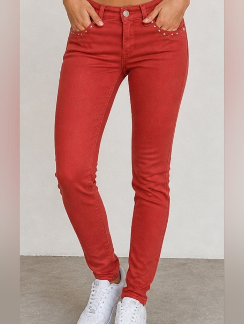 Vintage Levi's Skinny Jeans- Rust Red- Western Stud Detail Sz 31 Like New Y2K